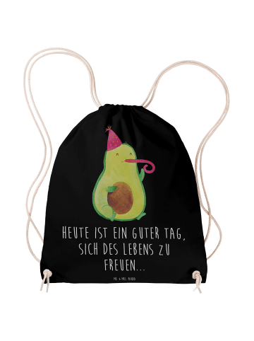 Mr. & Mrs. Panda Baumwoll-Rucksack Avocado Feier mit Spruch in Schwarz