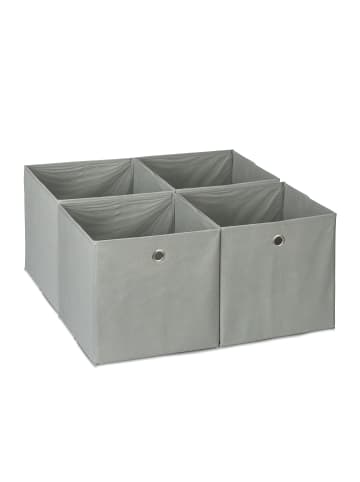 relaxdays 4 x Aufbewahrungsbox in Grau - (B)30 x (H)30 x (T)30 cm