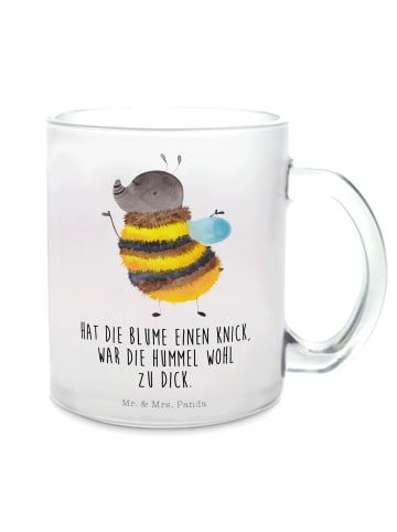 Mr. & Mrs. Panda Tasse Glas Hummel flauschig mit Spruch in Transparent