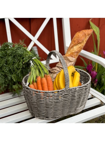 UNUS Einkaufskorb Rattan-Optik Henkelkorb in Grau