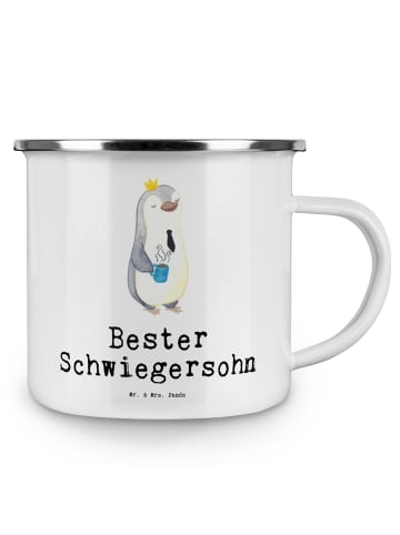 Mr. & Mrs. Panda Becher Emaille Pinguin Bester Schwiegersohn mit... in Weiß