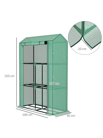 Outsunny Gewächshaus 100L x 40B x 150H cm Grün