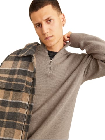 Jack & Jones Pullover JPRBLAMILANO STITCH KNIT HALF ZIP in Beige