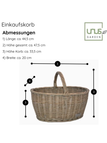 UNUS Einkaufskorb Weidenkorb Henkelkorb in Grau
