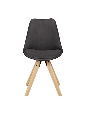 KADIMA DESIGN 2er Set Retro Esszimmerstuhl LIMA Polsterstuhl Stoff-Bezug in Anthrazit