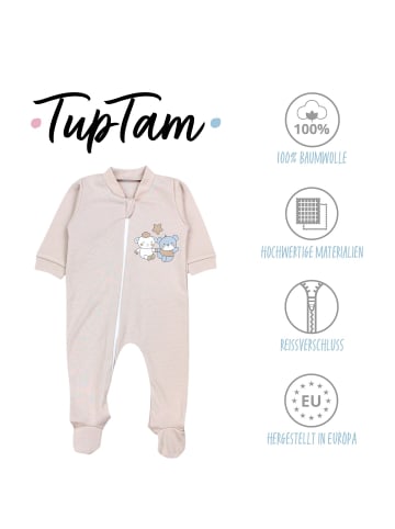 TupTam Baby Unisex Schlafstrampler mit Fuß 3er Pack in beige/weiß