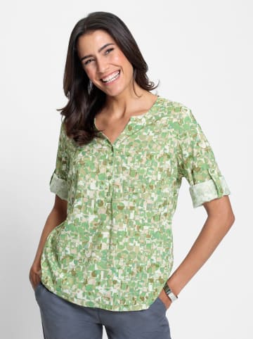 WITT WEIDEN Druckbluse in beige-eucalyptus-bedruckt