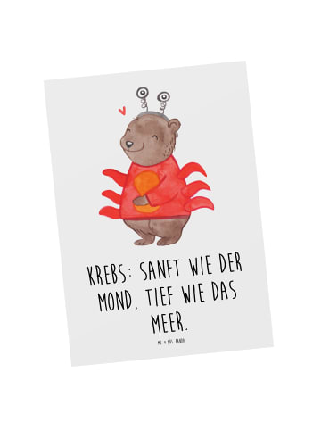 Mr. & Mrs. Panda Postkarte Krebs Astrologie mit Spruch in Weiß