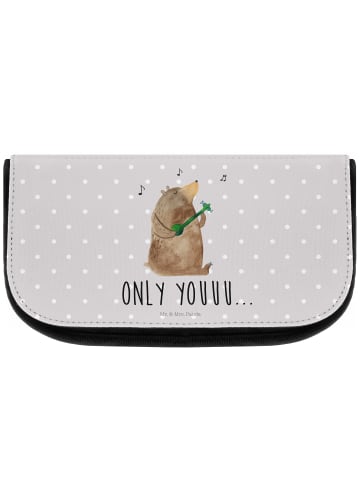 Mr. & Mrs. Panda Kulturbeutel Bär Gitarre mit Spruch in Grau Pastell