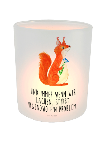 Mr. & Mrs. Panda Teelicht Eichhörnchen Blume mit Spruch in Transparent