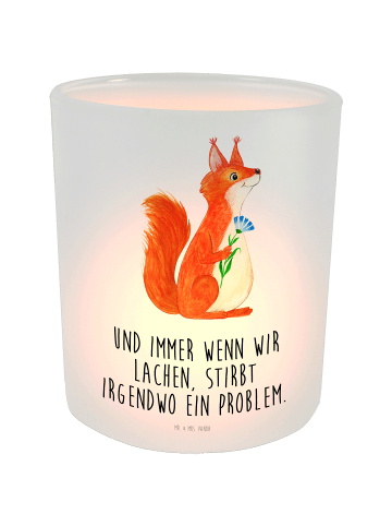 Mr. & Mrs. Panda Windlicht Eichhörnchen Blume mit Spruch in Transparent