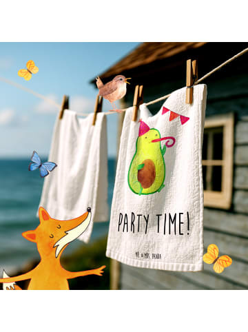 Mr. & Mrs. Panda Gästehandtücher Avocado Party Zeit mit Spruch in Weiß