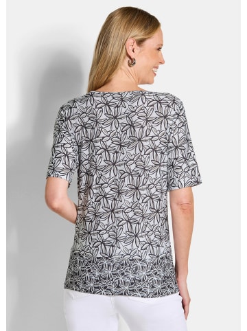 GOLDNER Cityshirt mit Blüten-Muster in weiß / schwarz / gemustert