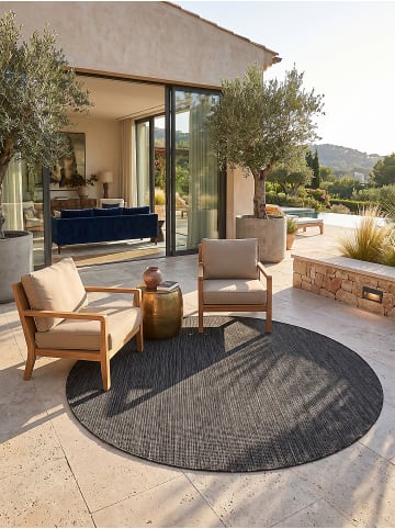 KADIMA DESIGN Outdoor-Teppich VIGOLENO Uni Flachgewebe Wohnzimmer Balkon in Anthrazit