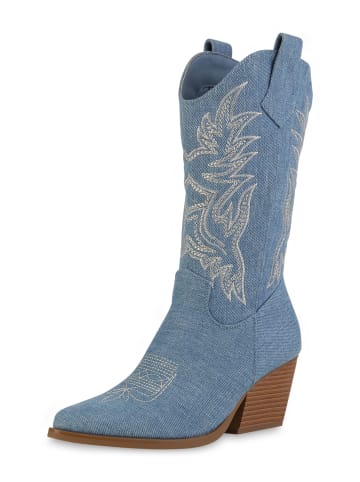 VAN HILL Cowboystiefel Ella in Hellblau Denim