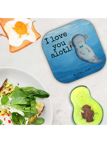 Mr. & Mrs. Panda Untersetzer Glas Axolotl Liebe Design mit Spruch in Weiß