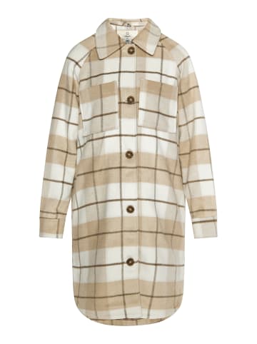 DreiMaster Damen Hemdjacke Mit Karomuster in Karo Beige Wollweiss