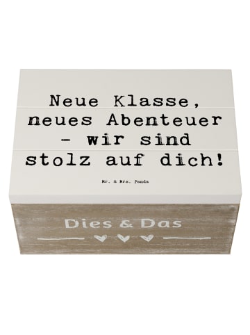 Mr. & Mrs. Panda Erinnerungsbox Spruch Erster Schultag Abenteuer... in Weiß