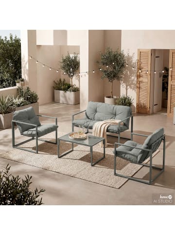 home24 Gartensitzgruppe Savva 4-teilig in Grau