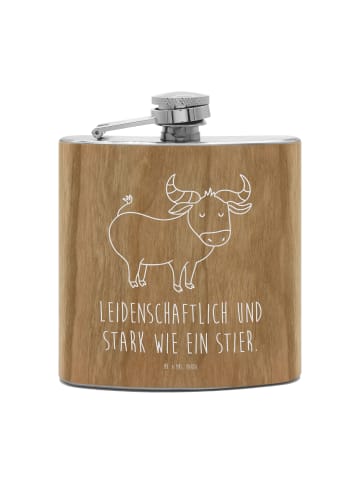 Mr. & Mrs. Panda Flachmann Sternzeichen Stier mit Spruch in Braun