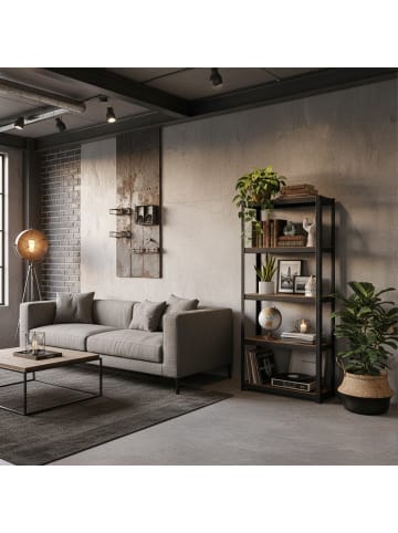 relaxdays Schwerlastregal in Schwarz/Braun - (B)75 x (H)180 x (T)30 cm