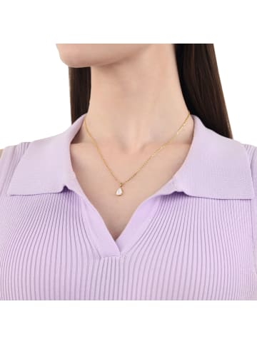 Amor Kette mit Anhänger Silber 925, gelbvergoldet, Perlmutt in Weiß