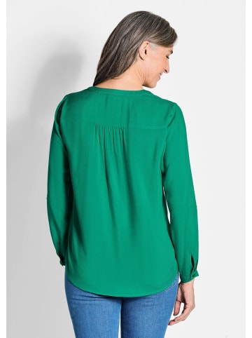 GOLDNER Tunika Elegante Viskosebluse mit V-Ausschnitt in dunkelgrün