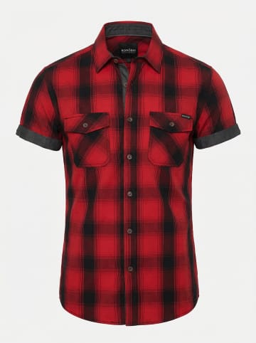 KOROSHI Karo popline shirt kombiniert in rot
