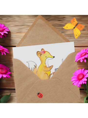 Mr. & Mrs. Panda Einladungskarte Sekretärin Herz mit Spruch in Weiß