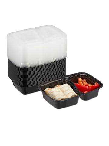 relaxdays 24 x Meal Prep Box in Schwarz/ Transparent