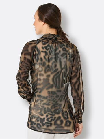 creation L Seiden-Longbluse in schwarz-bedruckt