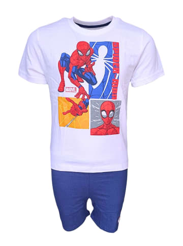 Spiderman Schlafanzug kurz Spider-Man in Weiß-Dunkelblau