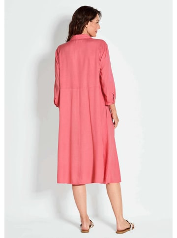 GOLDNER Kurzgröße:  Midi Hemdkleid mit Knopfleiste in koralle