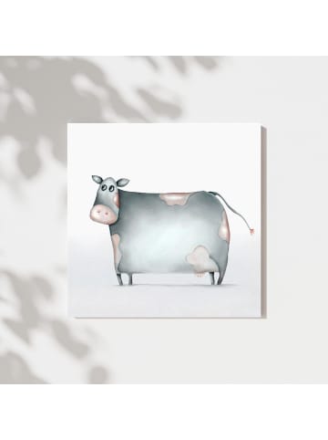 Dori's Prints Kunstdruck auf Leinwand "Kuh Mathilde" Grau/Rose 