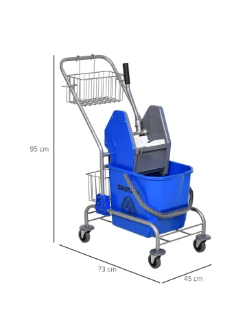 HOMCOM Putzwagen-73L x 45B x 95H cm-Blau