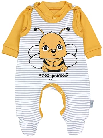 TupTam Baby Unisex Strampler-Set mit Aufdruck Spruch 2-tlg in gelb/weiß