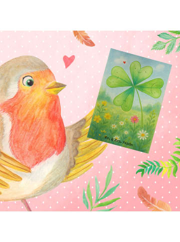 Mr. & Mrs. Panda Grußkarte Blume Kleeblatt Design ohne Spruch in Weiß