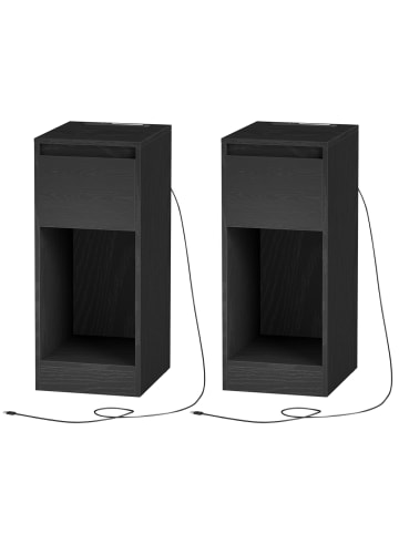 VASAGLE 2er-Set: Nachttisch Kailyn in Schwarz - (B)30 x (H)59.5 x (T)25 cm