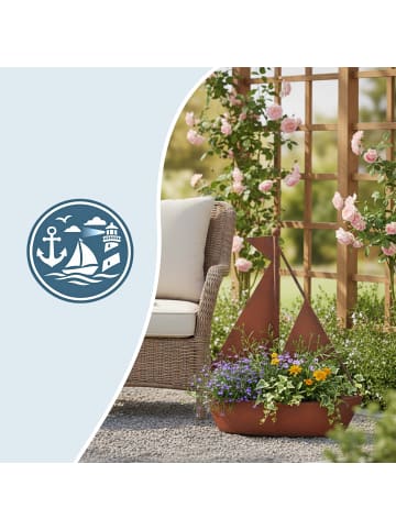 relaxdays Gartendeko "Schiff" in Braun - (B)34,5 x (H)43 x (T)10 cm