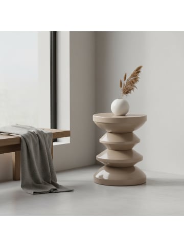 relaxdays Beistelltisch in Beige - (H)46 x (Ø)35 cm