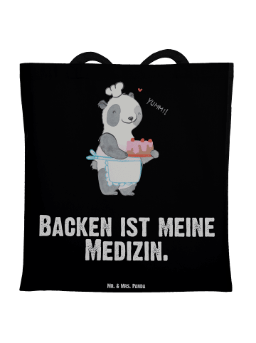 Mr. & Mrs. Panda Tragetasche Panda Backen mit Spruch in Schwarz