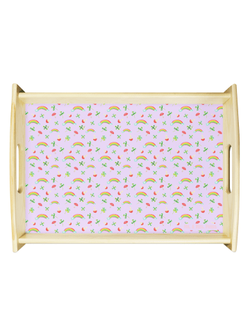 Mr. & Mrs. Panda serviertablett aus holz Blume Kleeblatt ohne Sp... in Violett