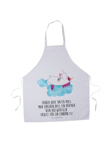 Mr. & Mrs. Panda Kochschürze Einhorn Verliebt mit Spruch in Weiß