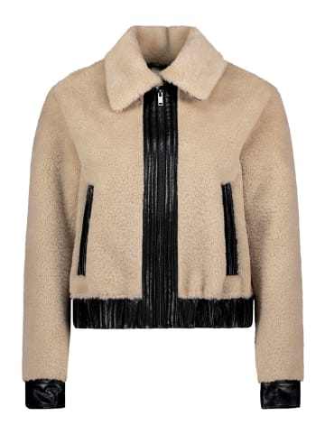 AMBER & JUNE Plüschjacke mit Kragen in beige