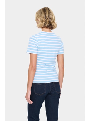 SAINT TROPEZ T-Shirt kurzarm AsterSZ Gerade Passform in Airy Blue White Stripe