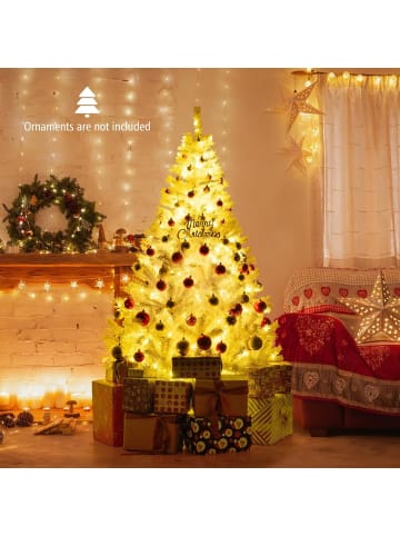 COSTWAY 180 cm Künstlicher Weihnachtsbaum mit Beleuchtung in Weiß