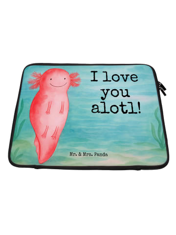 Mr. & Mrs. Panda Laptoptasche Axolotl Liebe Design mit Spruch in Weiß