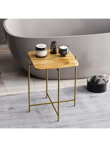 CALICOSY Beistelltisch JAMIE in Gold/Holz - (W) 46  x (H) 56  x (L) 46  cm