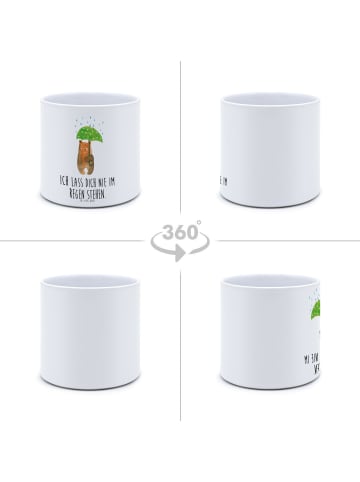 Mr. & Mrs. Panda Blumentopf Bär Regenschirm mit Spruch in Weiß