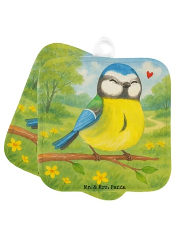 Mr. & Mrs. Panda Topflappen Vogel Blaumeise Design ohne Spruch in Weiß